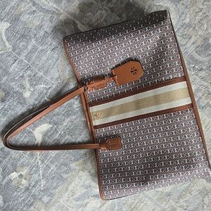 Tory Burch Women's Gemini Link Canvas Tote Umber Navy